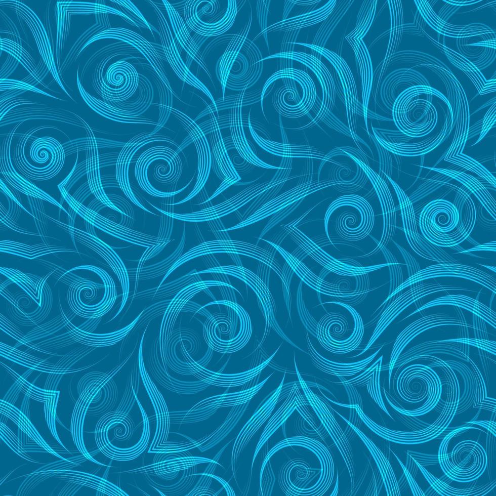 stock modello vettoriale senza soluzione di continuità di strisce lisce di colore blu sotto forma di spirali e onde su sfondo blu.