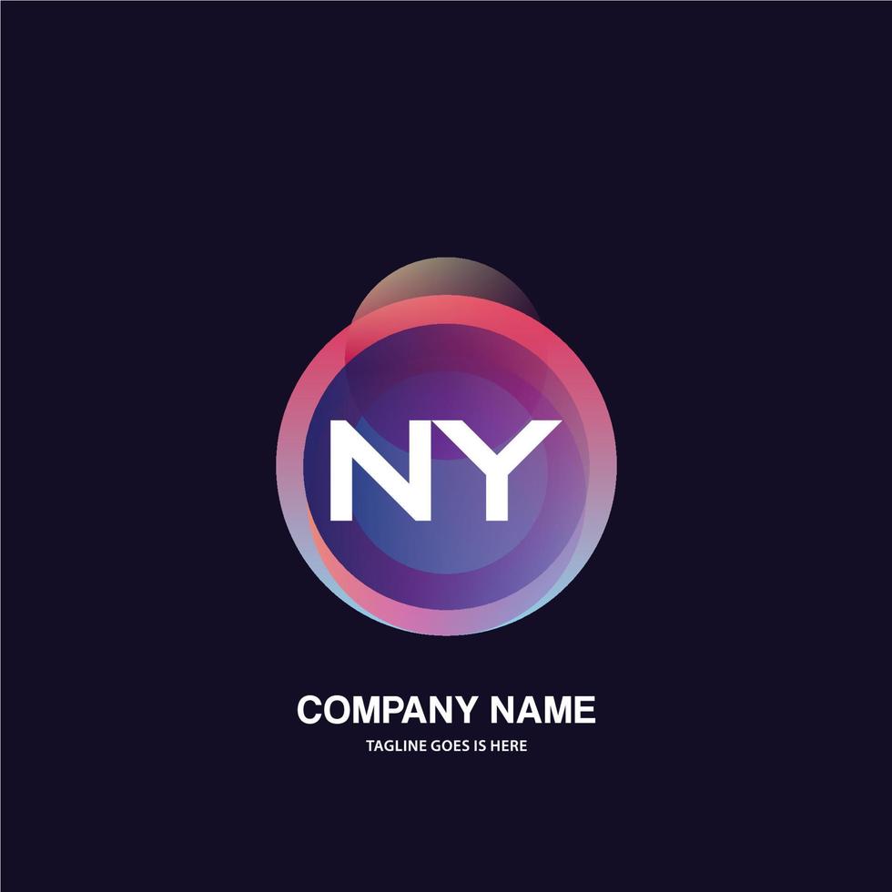 NY iniziale logo con colorato cerchio modello vettore