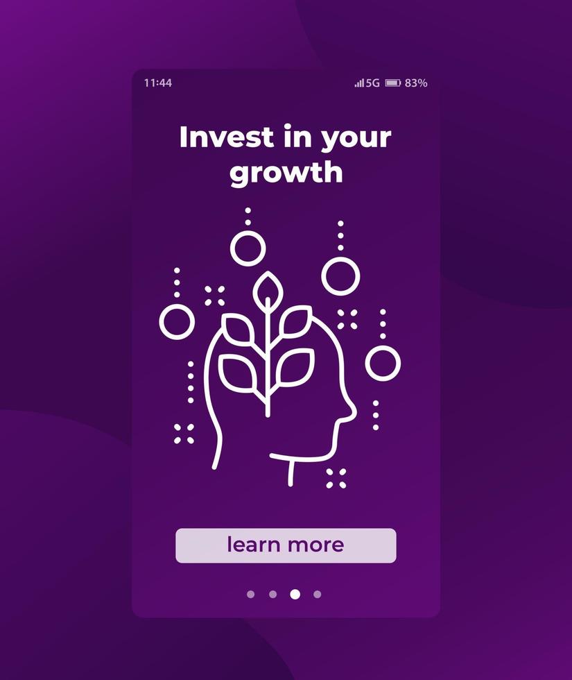investire nell'interfaccia utente dell'app mobile per la crescita personale vettore