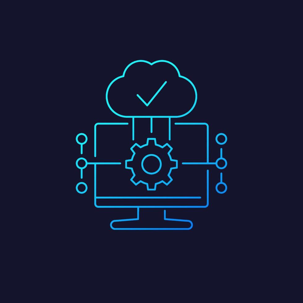 icona di vettore del software di cloud computing, lineare