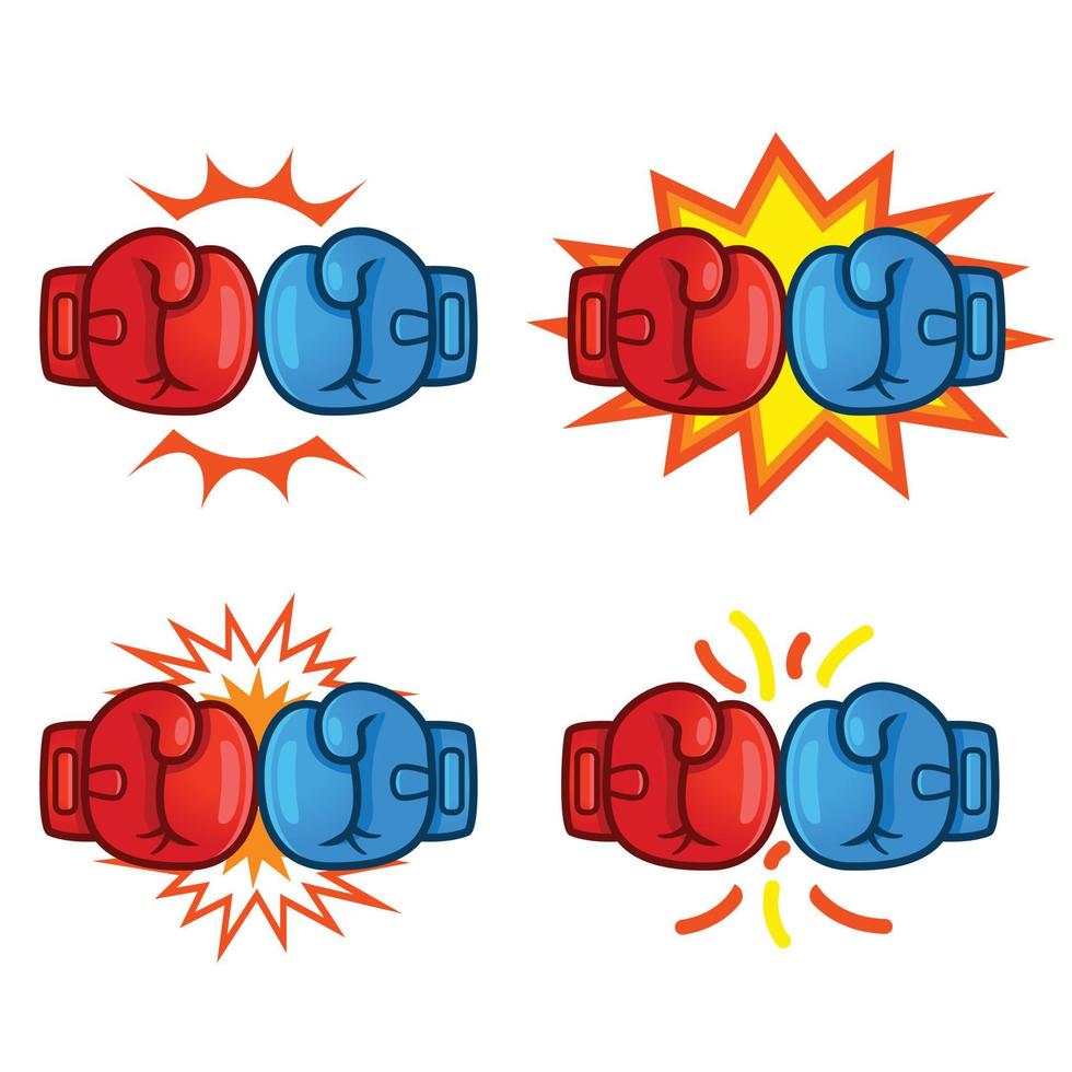 cartone animato rosso contro blu boxe guanto icona. isolato vettore illustrazione.
