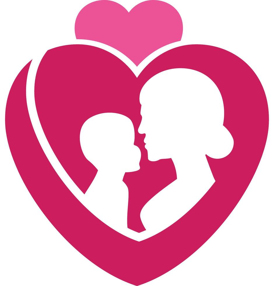 madre e bambino piccolo nel un' cuore forma silhouette vettore illustrazione madri giorno relazionato clip arte