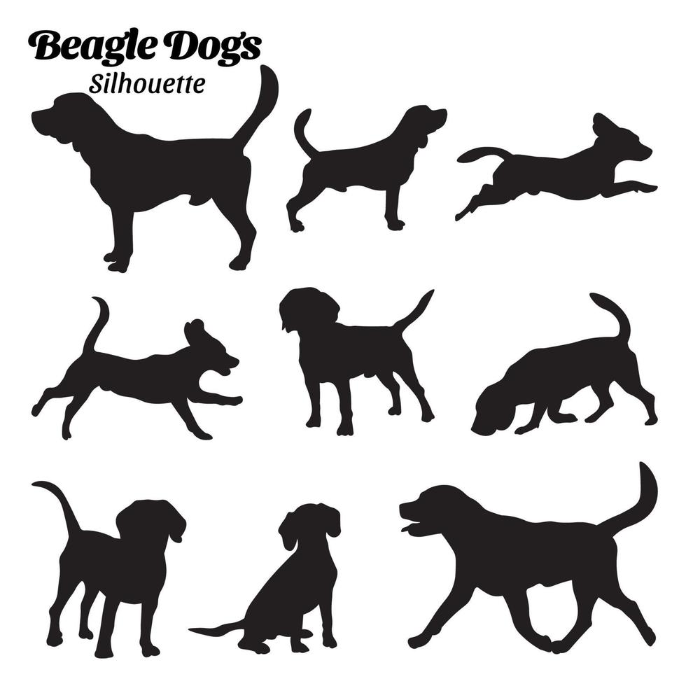 impostato beagle cane silhouette vettore illustrazione.