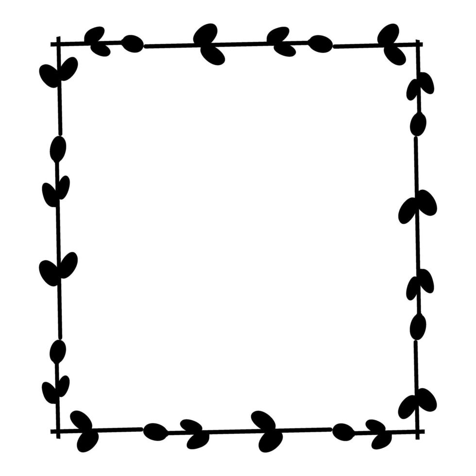 cornici quadrate di Pasqua. cornice quadrata fatta di ramoscelli di salice. ghirlanda di Pasqua fatta di steli di salice.illustrazione piatta vettoriale. design per inviti, stampa. illustrazione vettoriale