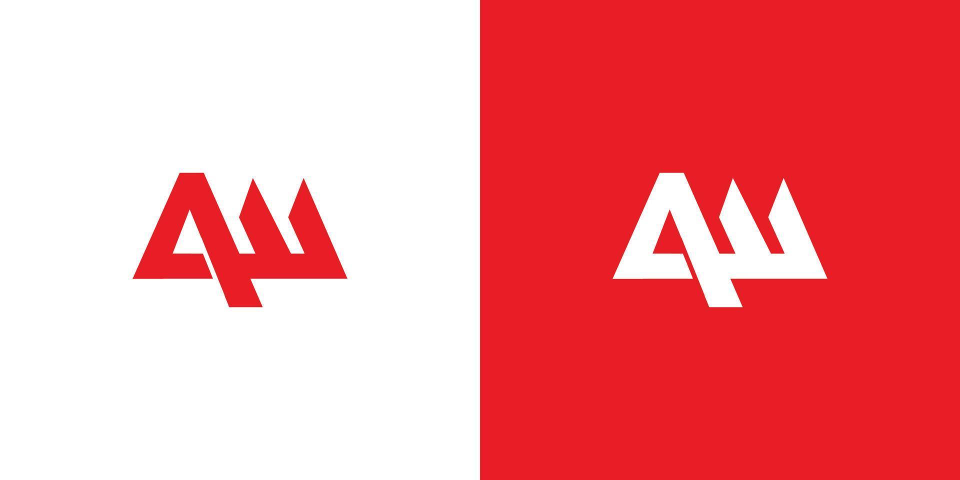 moderno e freddo lettera aw iniziali logo design 2 vettore