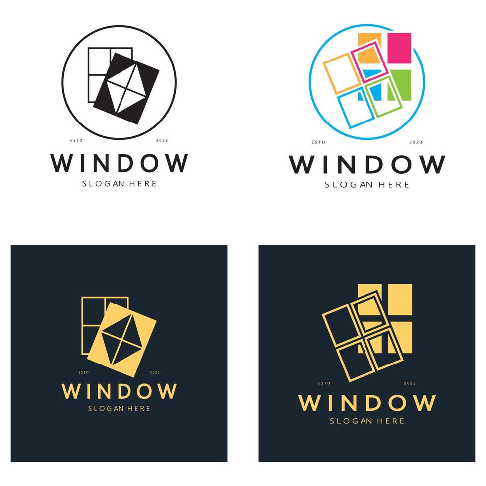 semplice finestra logo, design per, interno, costruzione, architettura, proprietà attività commerciale, vettore