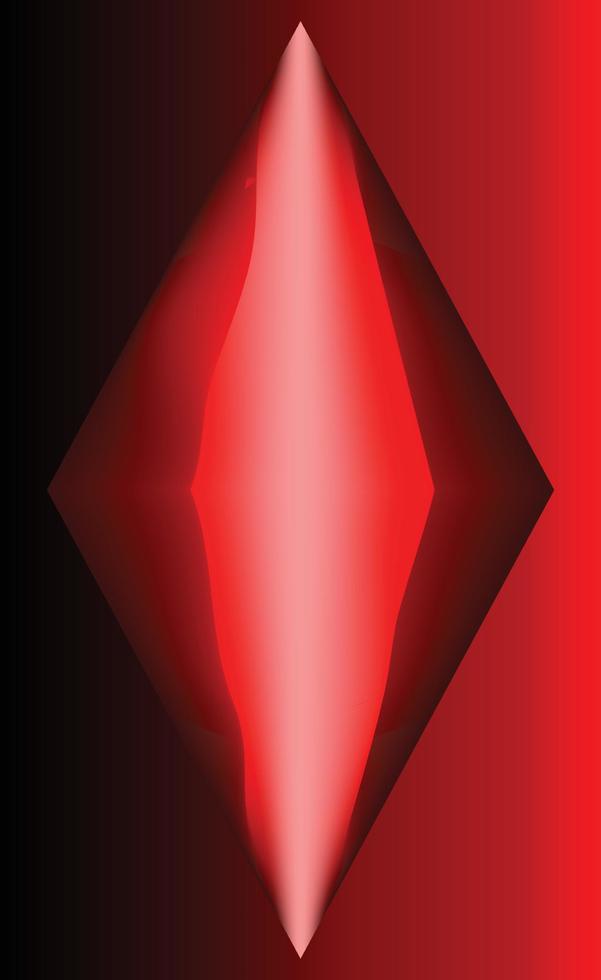 un' 3d diamante forma, tre dimensionale disegno, tre dimensionale rosso diamante, rosso per nero pendenza, 3d arte illustrazione vettore, gioielleria e pietra preziosa, adatto per applicazioni e icone, giocando carte cartello vettore