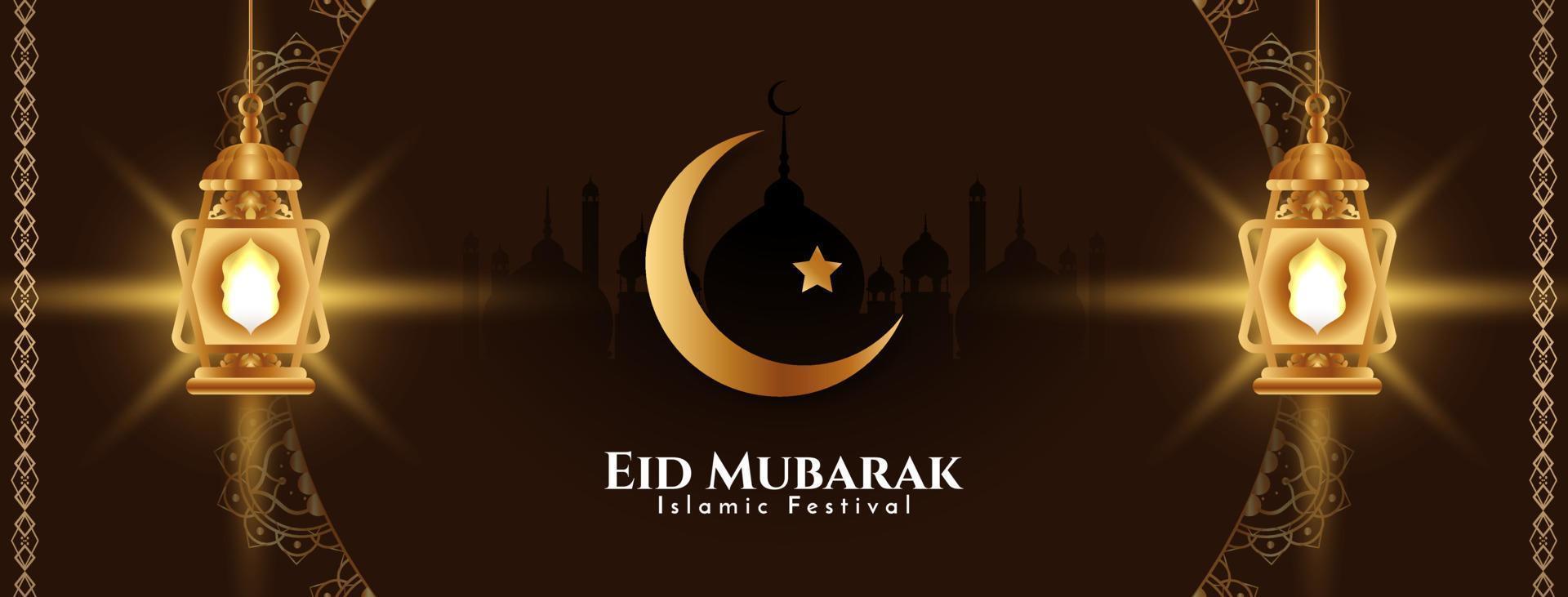 eid mubarak islamico Festival saluto bandiera design vettore