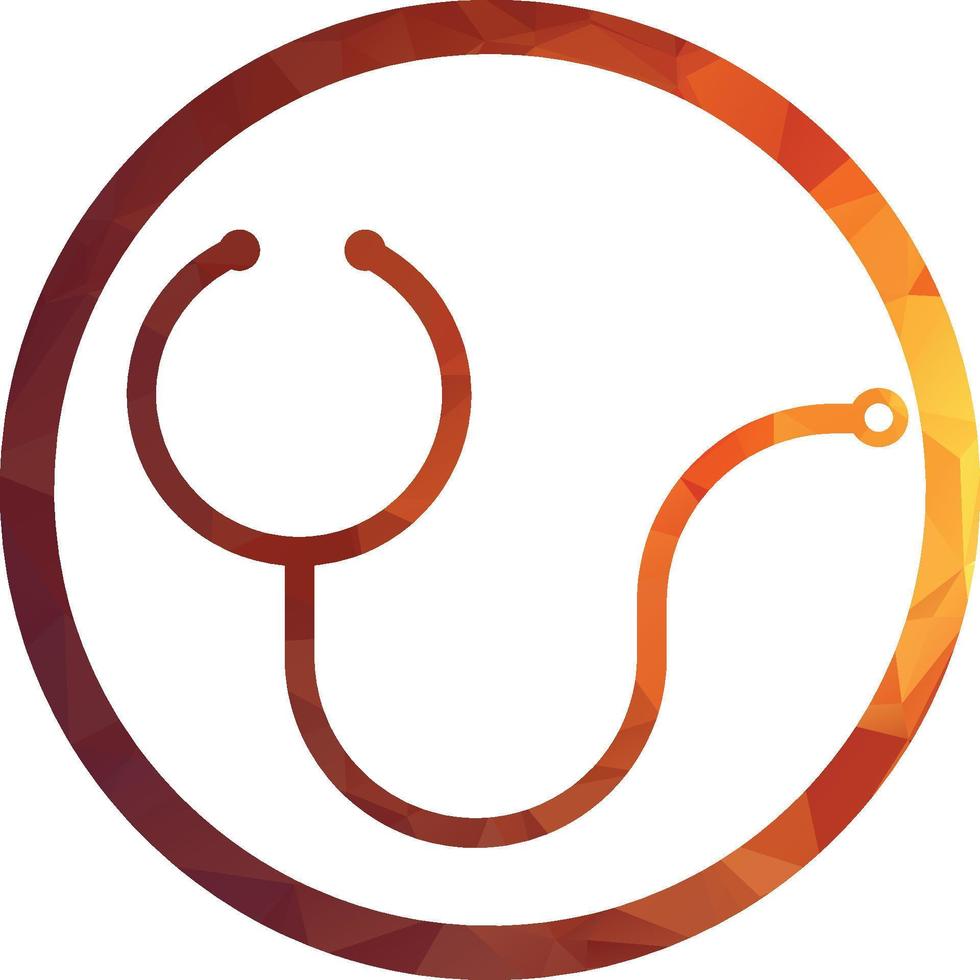Salute consultare logo design modello. stetoscopio isolato su bolla Chiacchierare simbolo stetoscopio logo design vettore