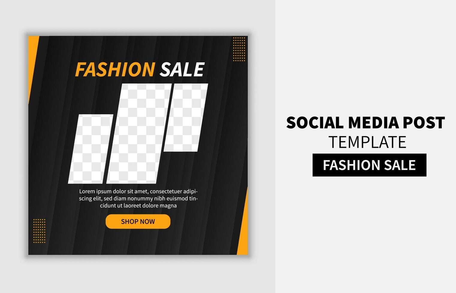 banner di design del modello di post di social media promozionale di vendita di moda creativa con stile di colore nero. buono per il vettore di promozione aziendale online