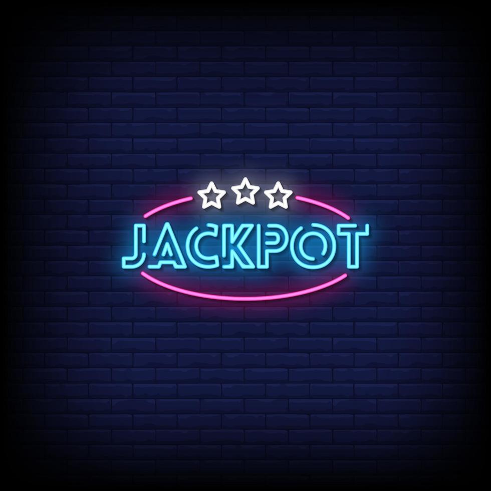 jackpot insegne al neon stile testo vettoriale