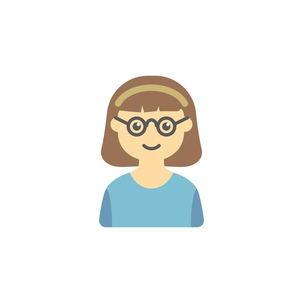 avatar di ragazza con bicchieri colorato vettore icona