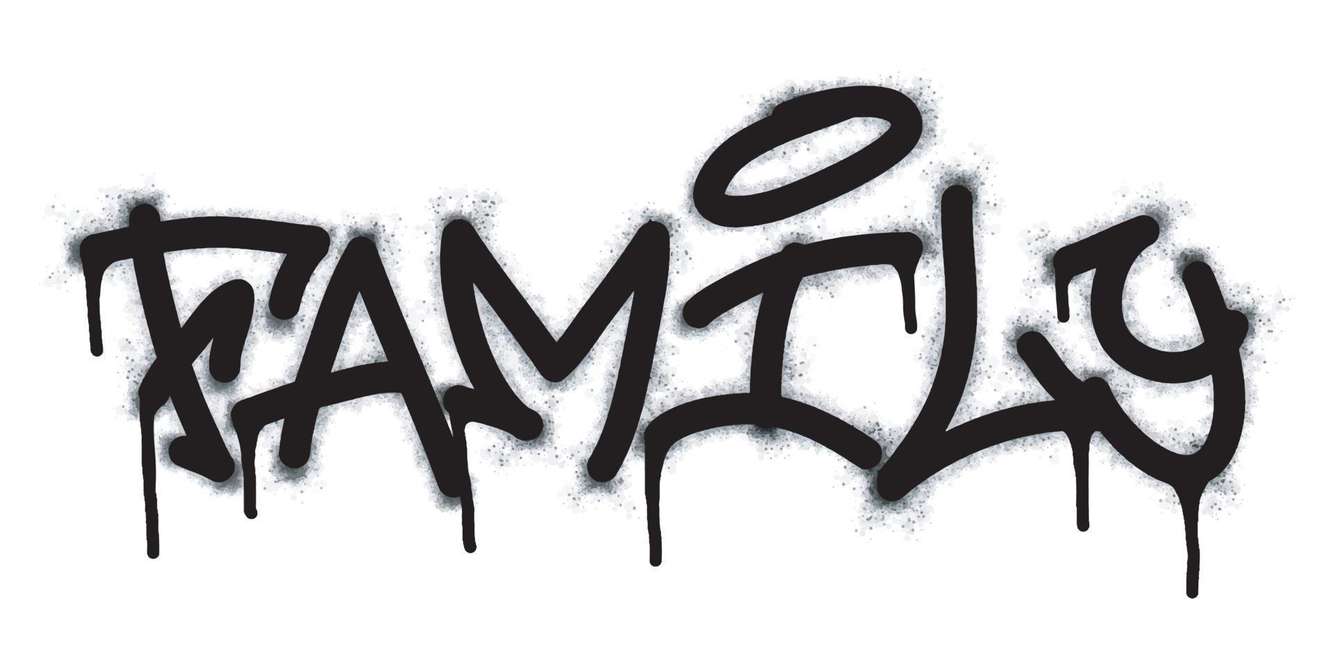 graffiti famiglia parola e simbolo spruzzato nel nero vettore