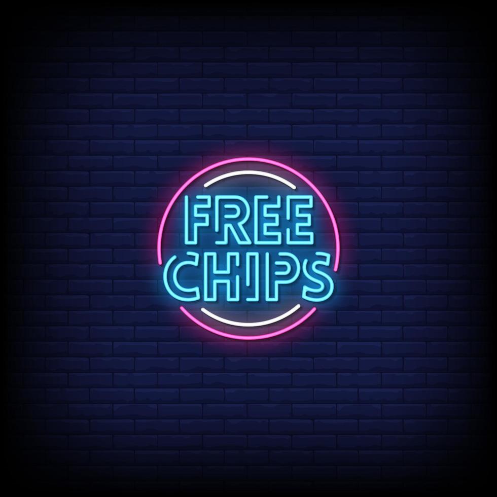 chip gratis insegne al neon stile testo vettoriale