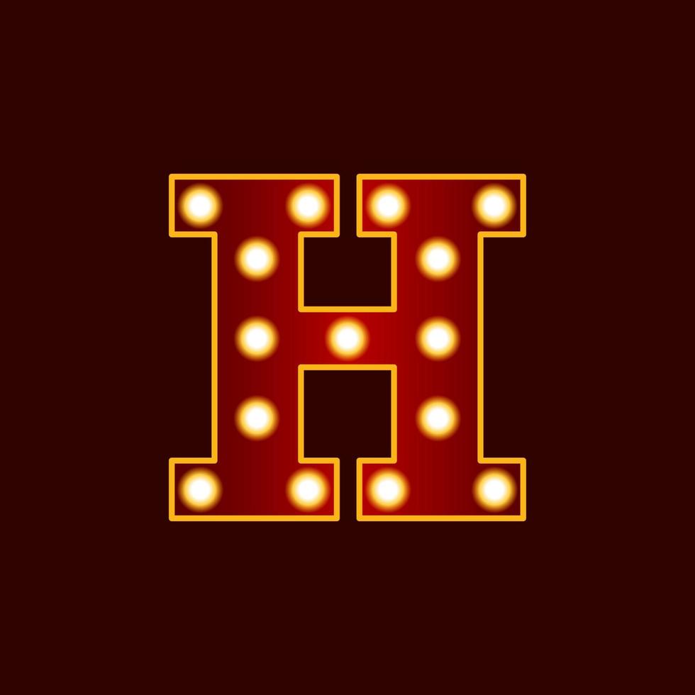 h, alfabeto lettera con lampadina vettore icona