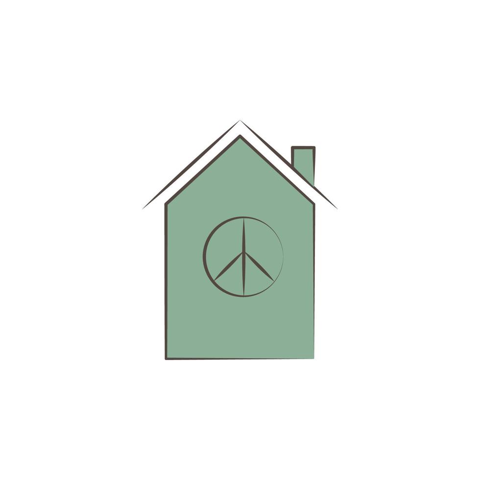 Casa con pace cartello schizzo stile vettore icona
