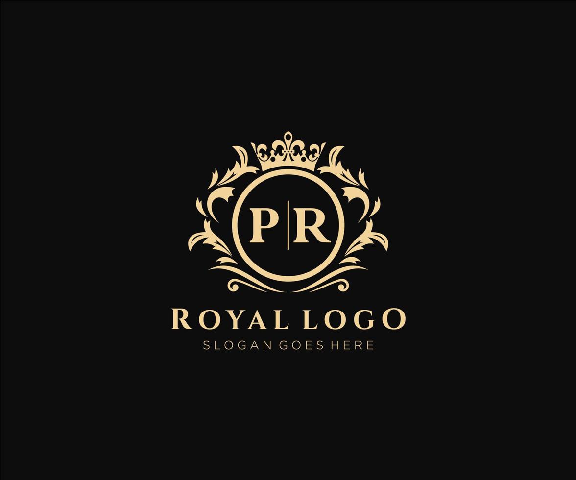 iniziale pr lettera lussuoso marca logo modello, per ristorante, regalità, boutique, bar, Hotel, araldico, gioielleria, moda e altro vettore illustrazione.