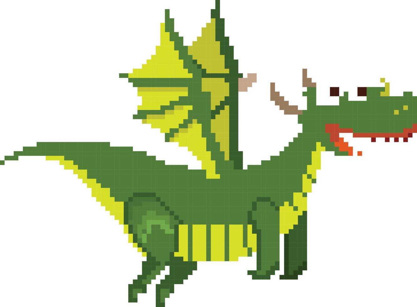 Drago pixelated icona vettore illustrazione disegno, pixel arte impostato isolato volante mostro