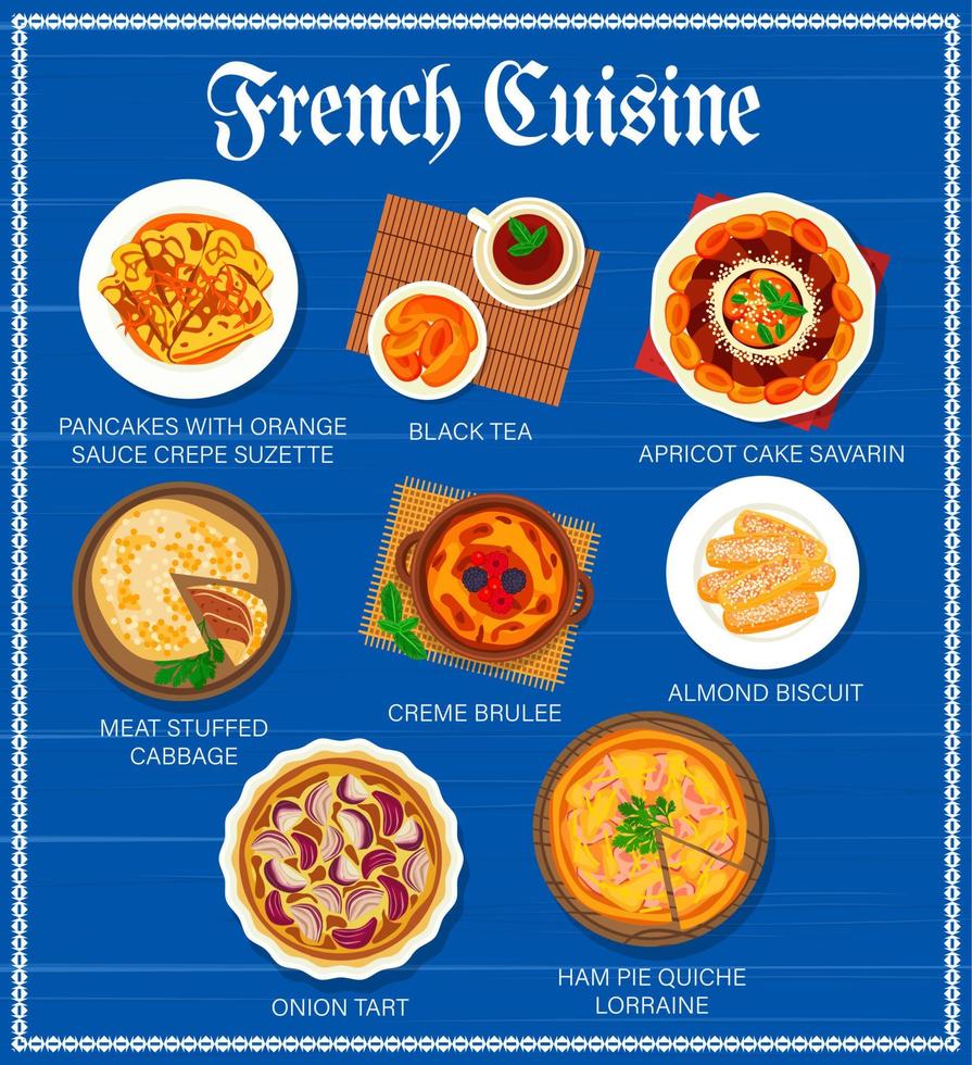 francese cucina menù, vettore cibo di Francia