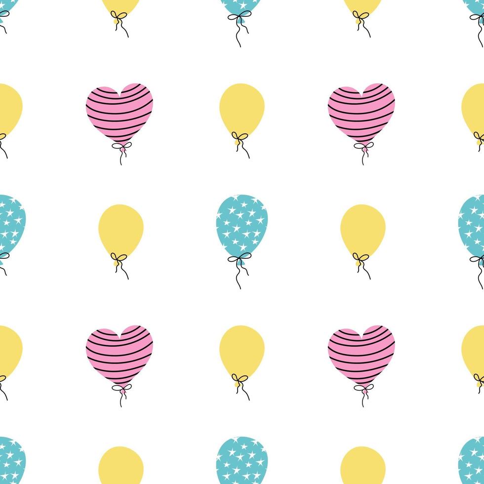 palloncini colorati su uno sfondo bianco, sfondo vacanza, imballaggio, carta da parati. Vector seamless pattern