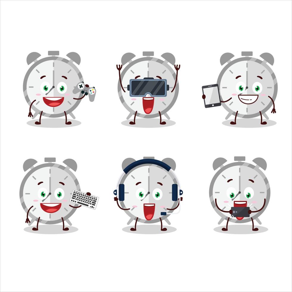 allarme orologio cartone animato personaggio siamo giocando Giochi con vario carino emoticon vettore