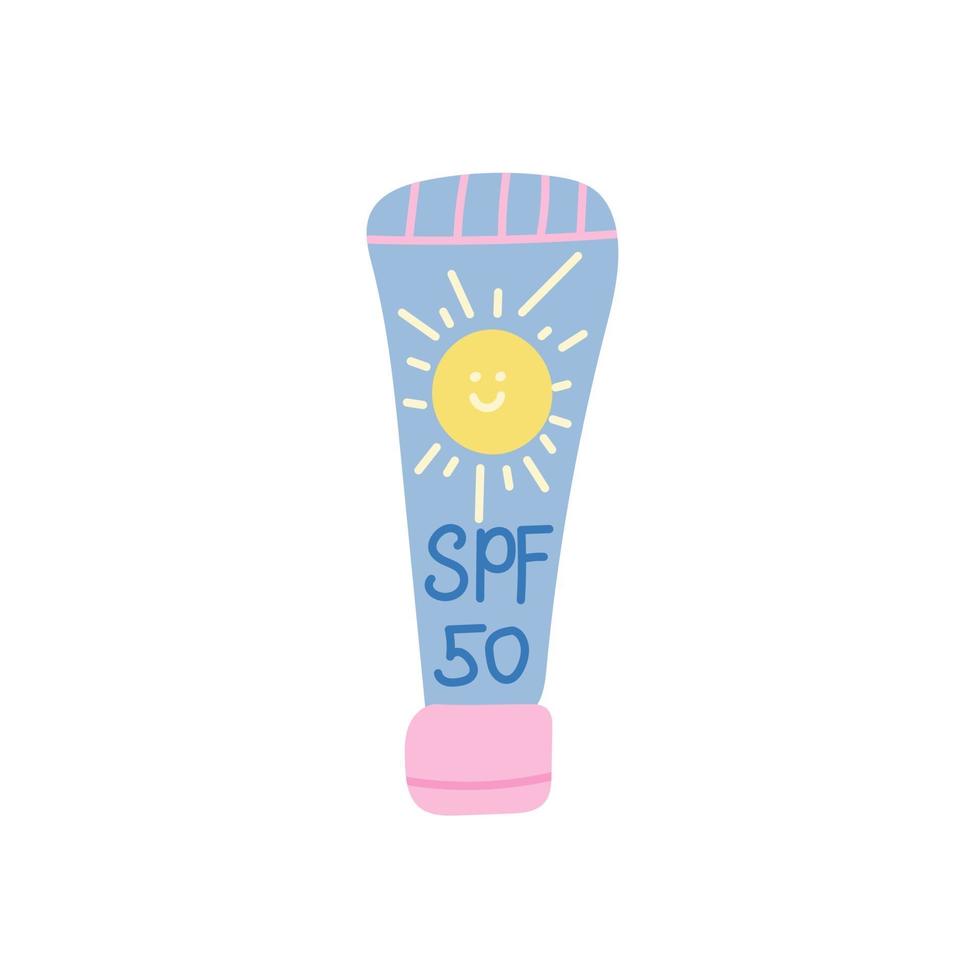 un tubo di crema solare su uno sfondo bianco. illustrazione vettoriale piatta