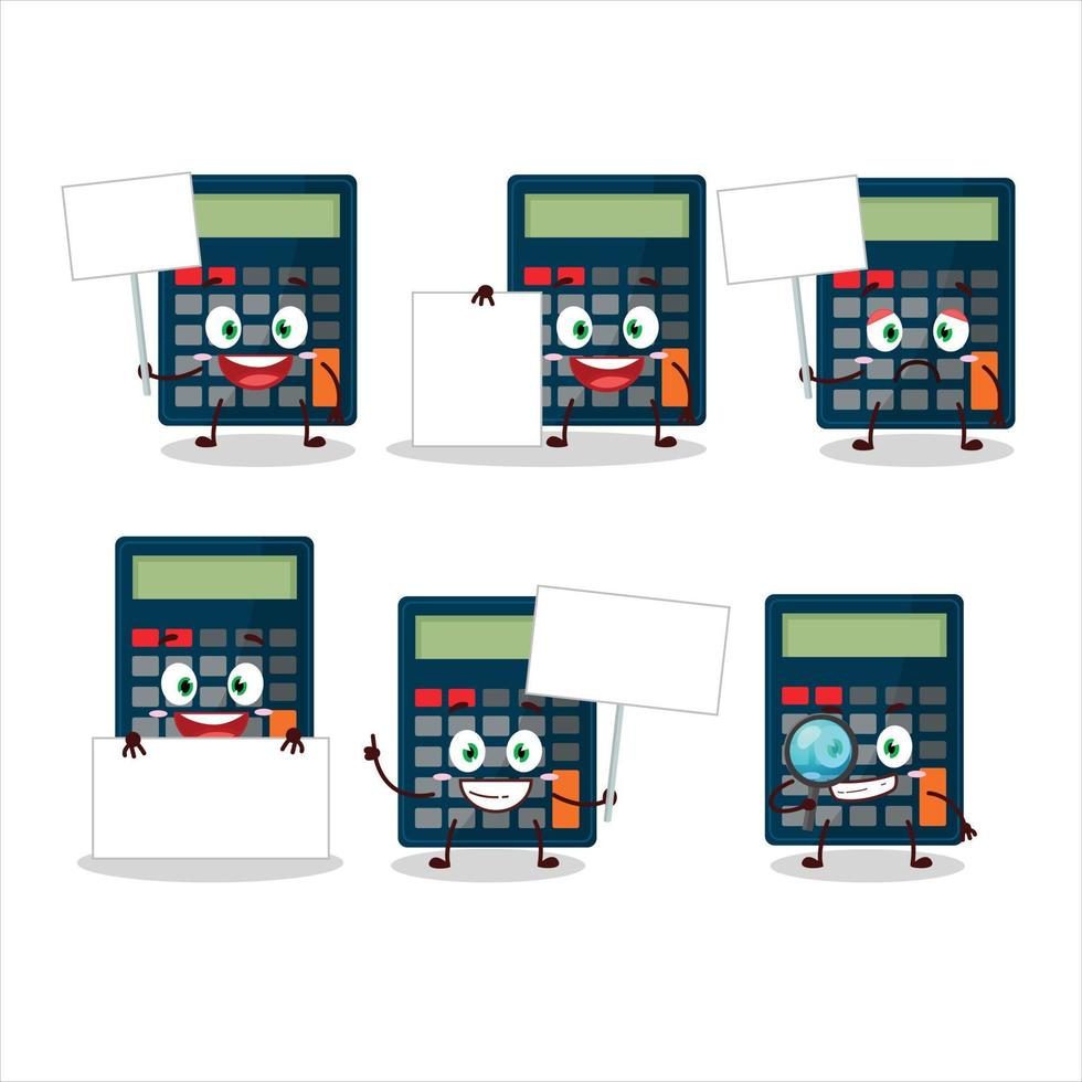calcolatrice cartone animato nel personaggio portare informazione tavola vettore