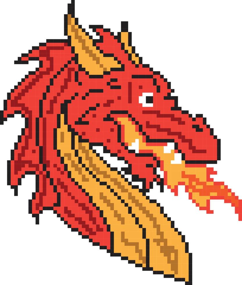 Drago pixelated icona vettore illustrazione disegno, pixel arte impostato isolato volante mostro