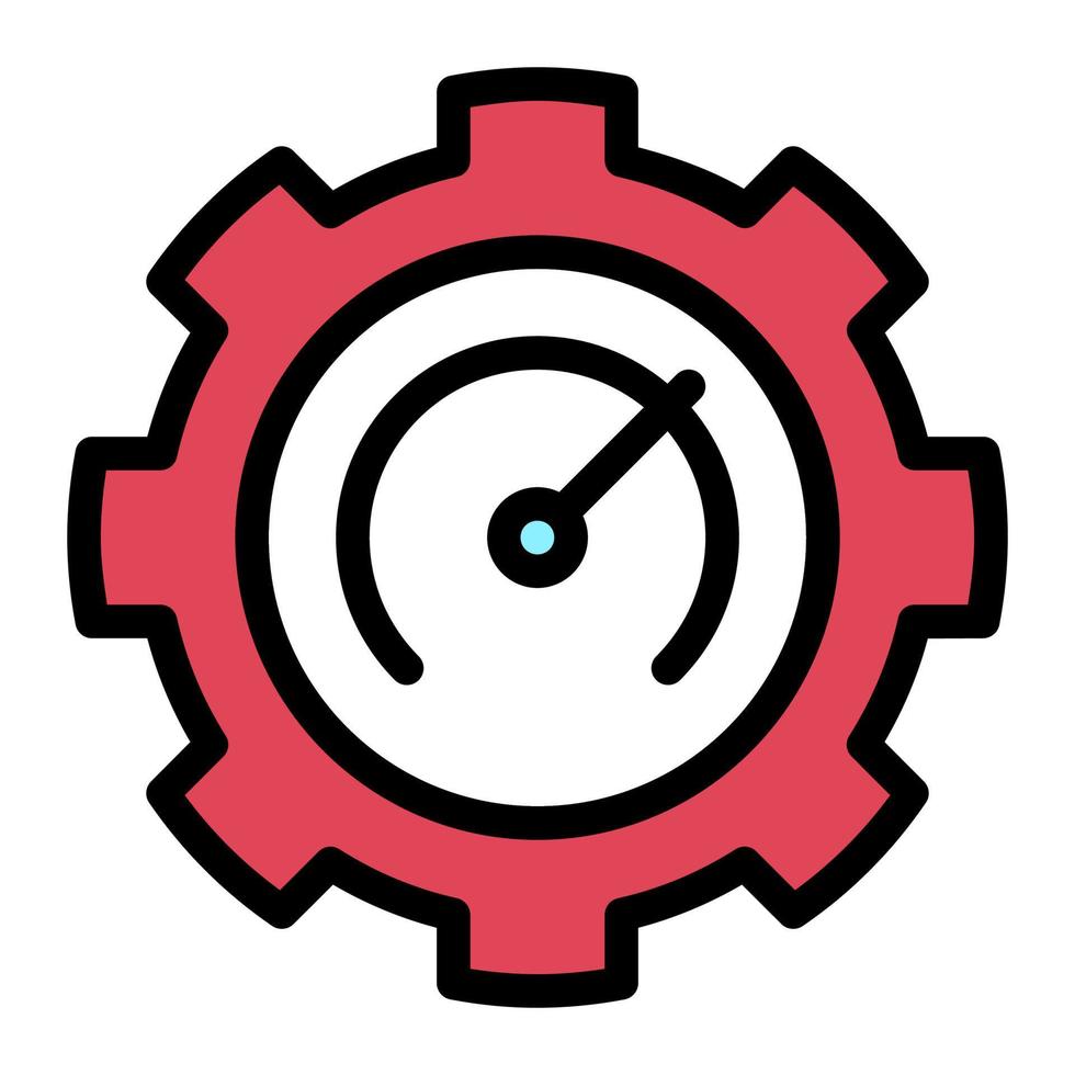 isolato prestazione nel diretto colore icona su bianca sfondo. produttività, volta, efficienza, impostazioni, tachimetro, attività commerciale vettore