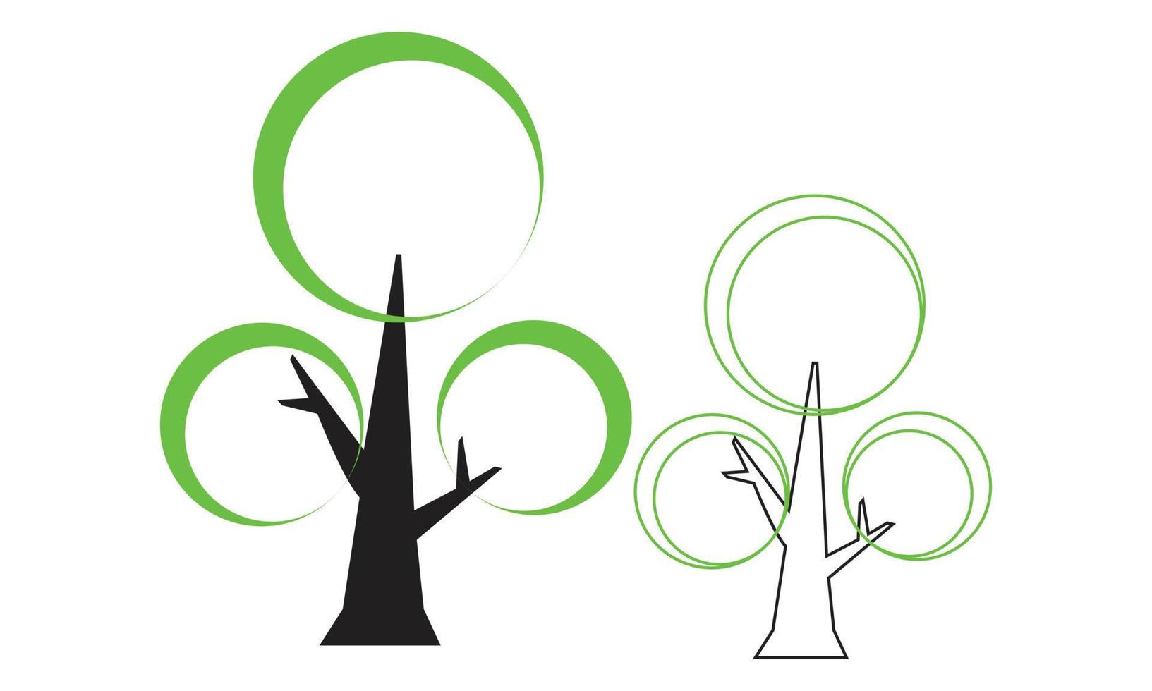 albero icona impostato vettore verde e nero design.