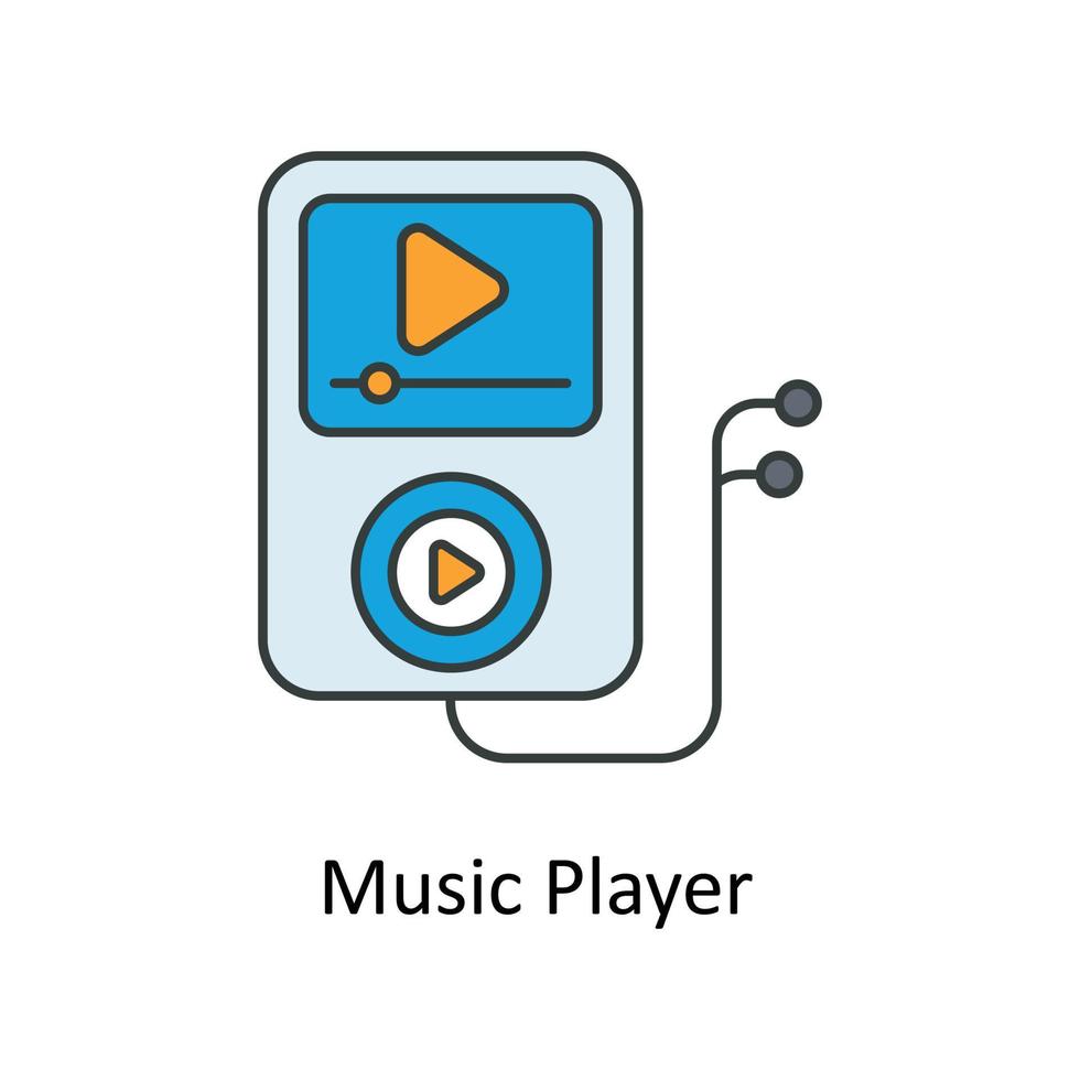 musica giocatore vettore riempire schema icone. semplice azione illustrazione azione