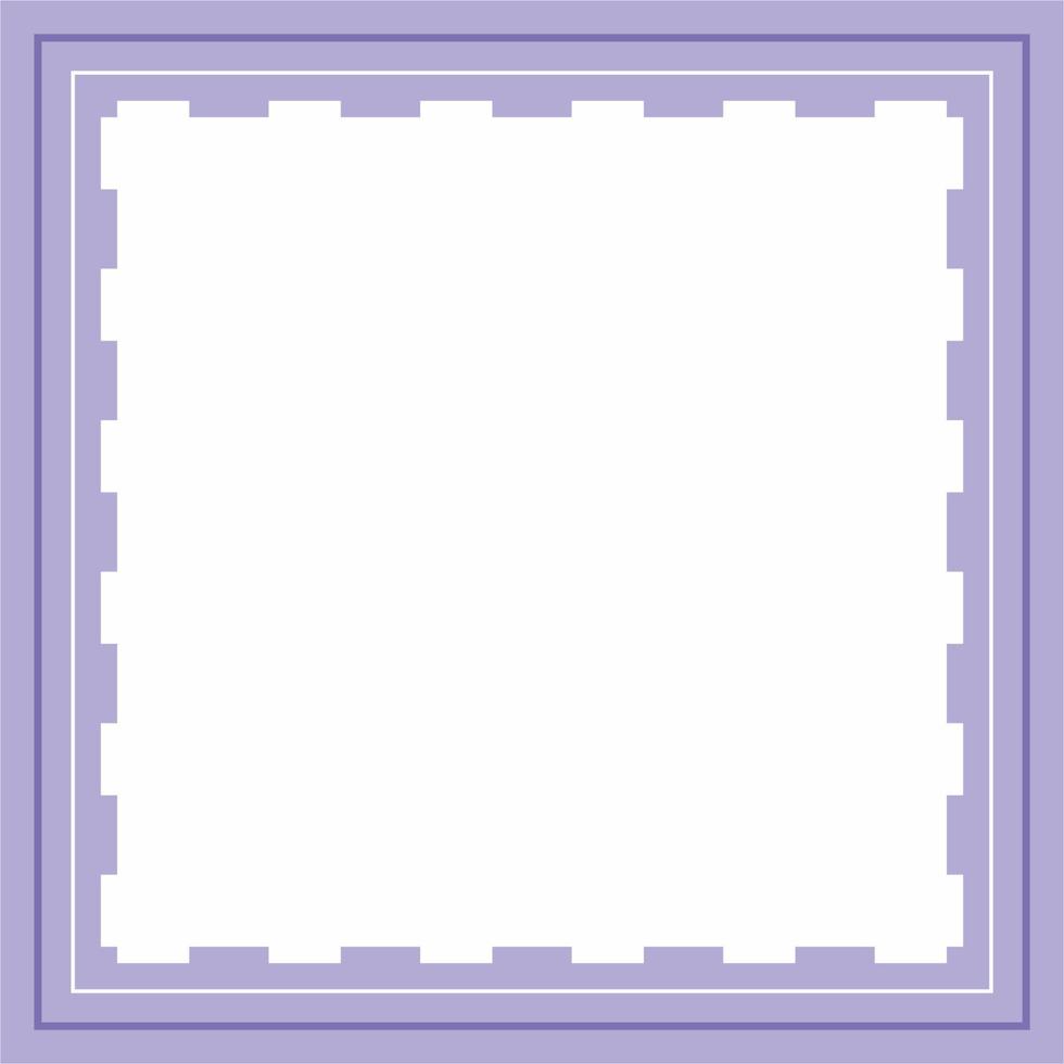 telaio o confine. viola e bianca sfondo colore con banda linea e piazza forme ornamento. vettore