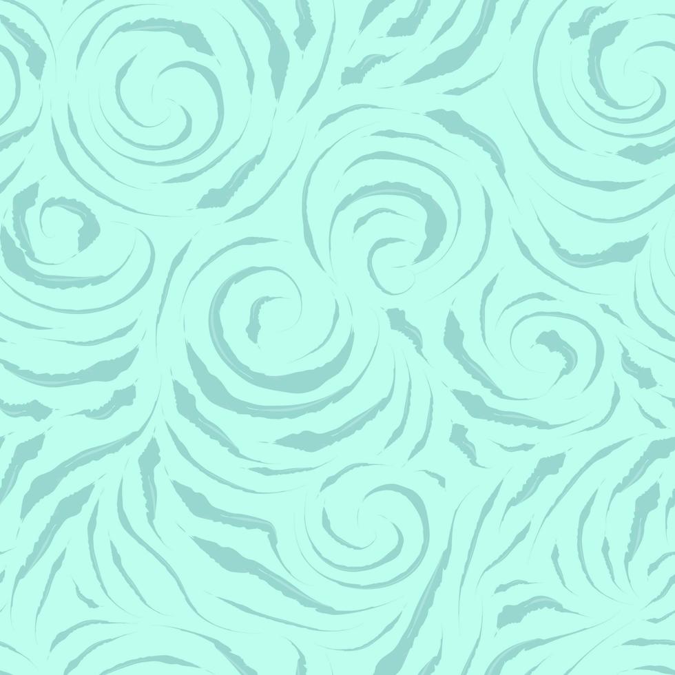 Seamless pattern di pennellate di colore blu. macchie acquerello sotto forma di riccioli di spirali e cerchi su uno sfondo turchese. vettore