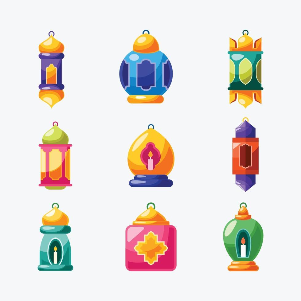 collezione di icone lanterna ramadan vettore