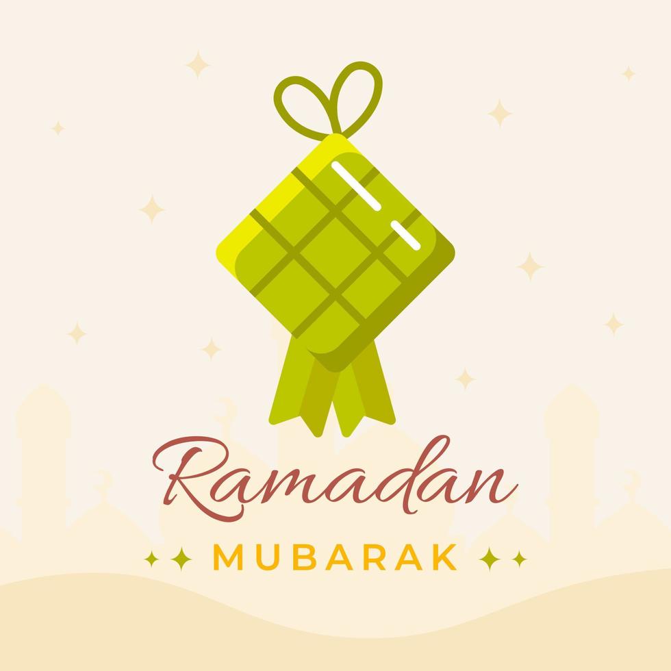 Ramadan ied digiuno moschea islamico Ketupat Islam mubarak idul Fitri celebrazione vettore