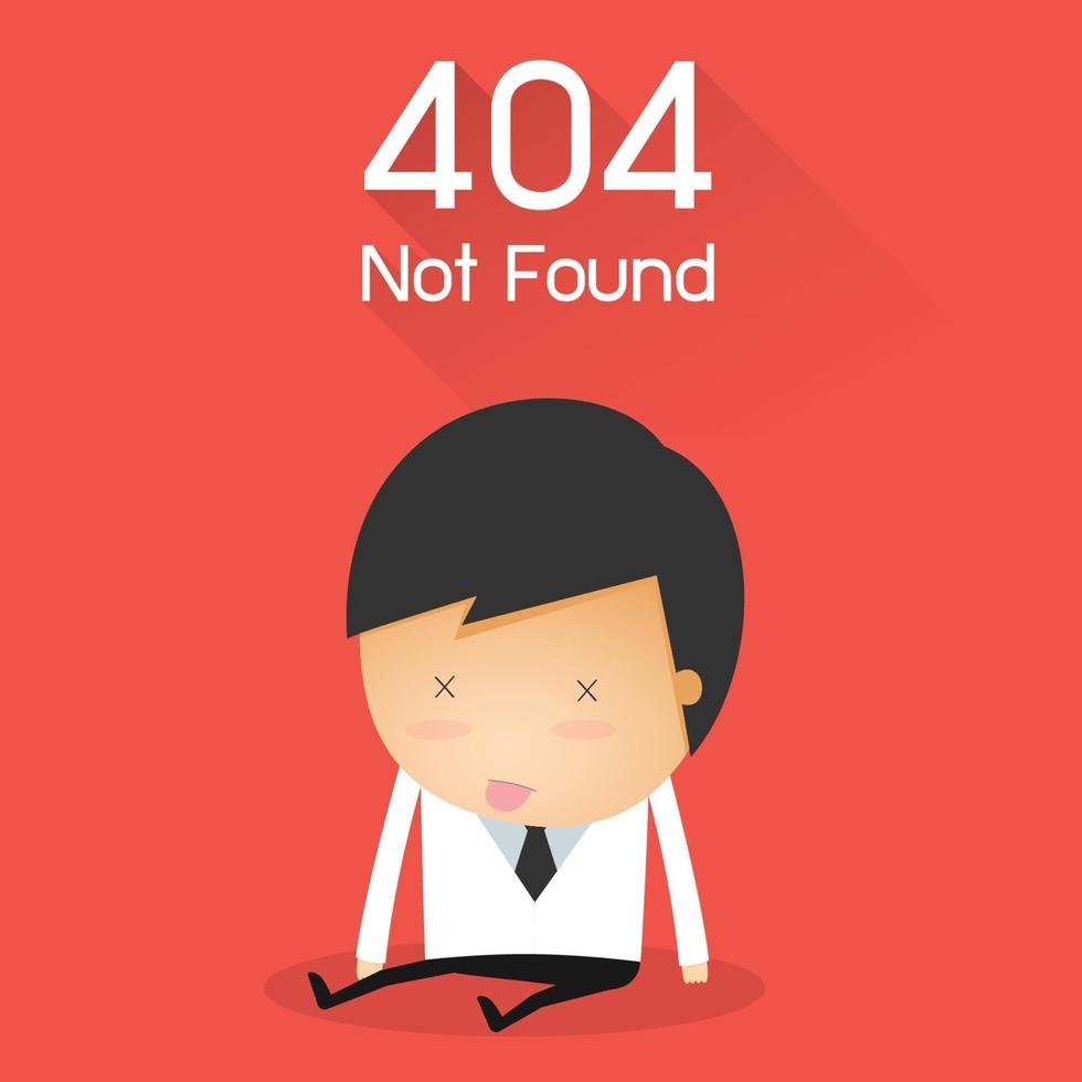 Pagina di errore 404 non trovata. concetto di fallimento dell'uomo d'affari. illustrazione vettoriale