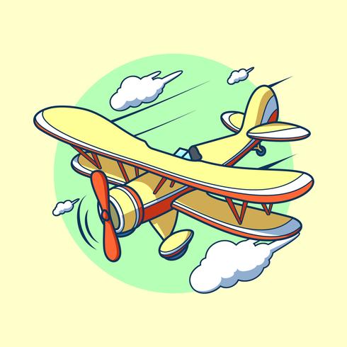 Vettore di volo del biplano del fumetto
