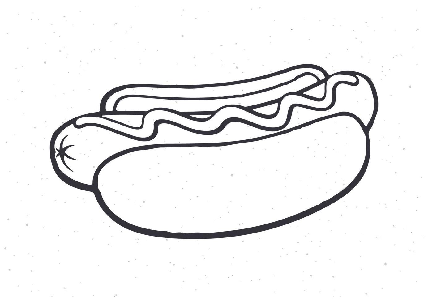 scarabocchio illustrazione di caldo cane con mostarda vettore