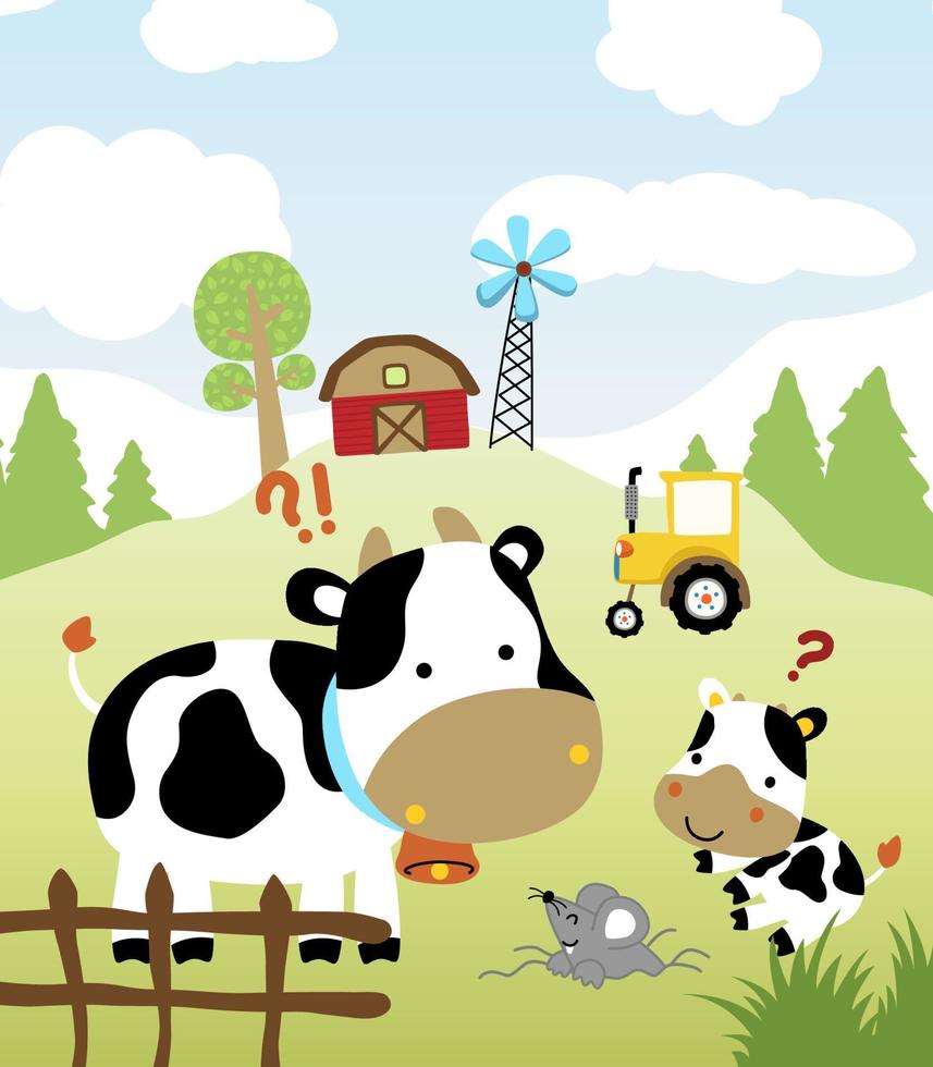 vettore illustrazione di azienda agricola animali cartone animato, agricoltura elemento illustrazione