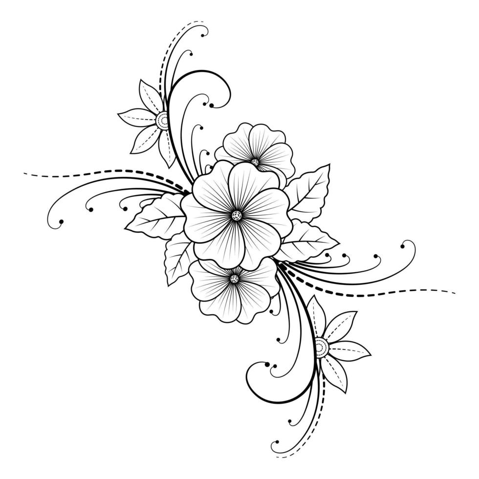 floreale colorazione pagine, indiano stile nero e bianca floreale colorazione pagine, adulto floreale colorazione pagine, floreale mandala vettore