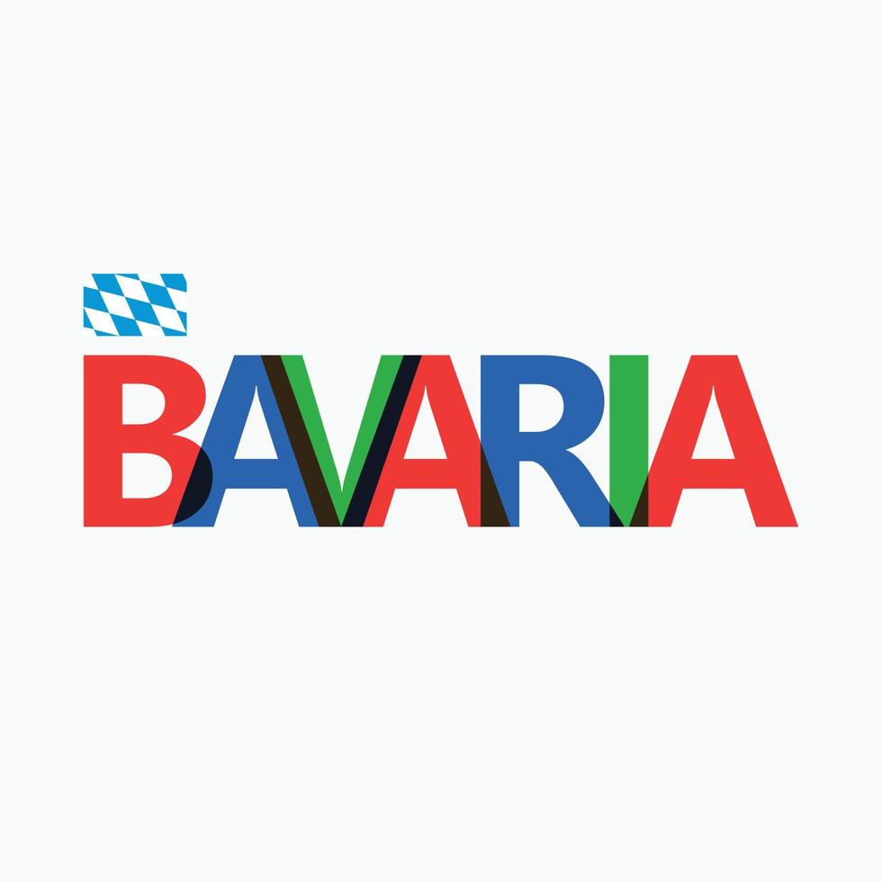 Baviera o bayern vettore rgb sovrapposizione lettere tipografia con bandiera. Tedesco stato logotipo decorazione.