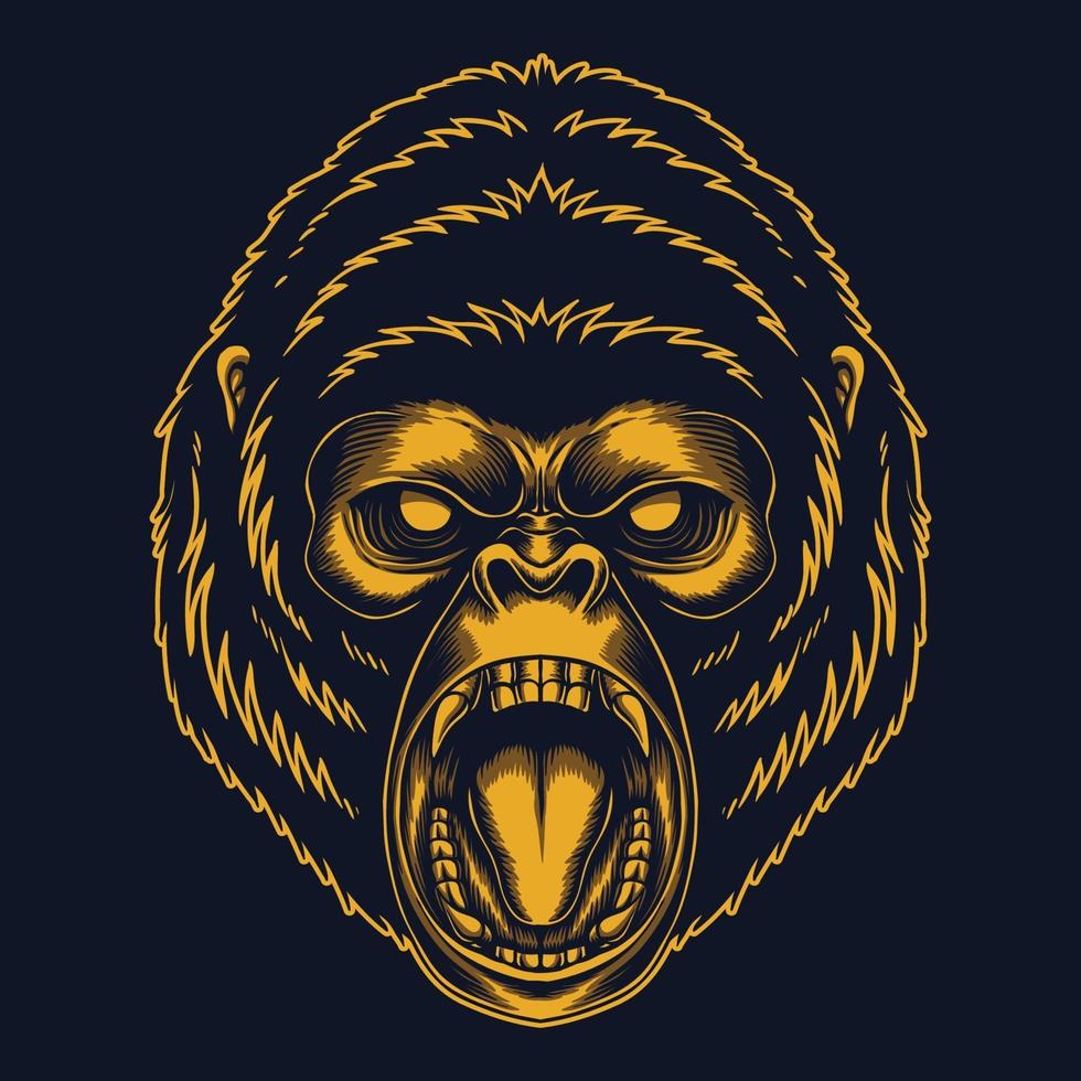 arrabbiato gorilla oro illustrazione vettoriale