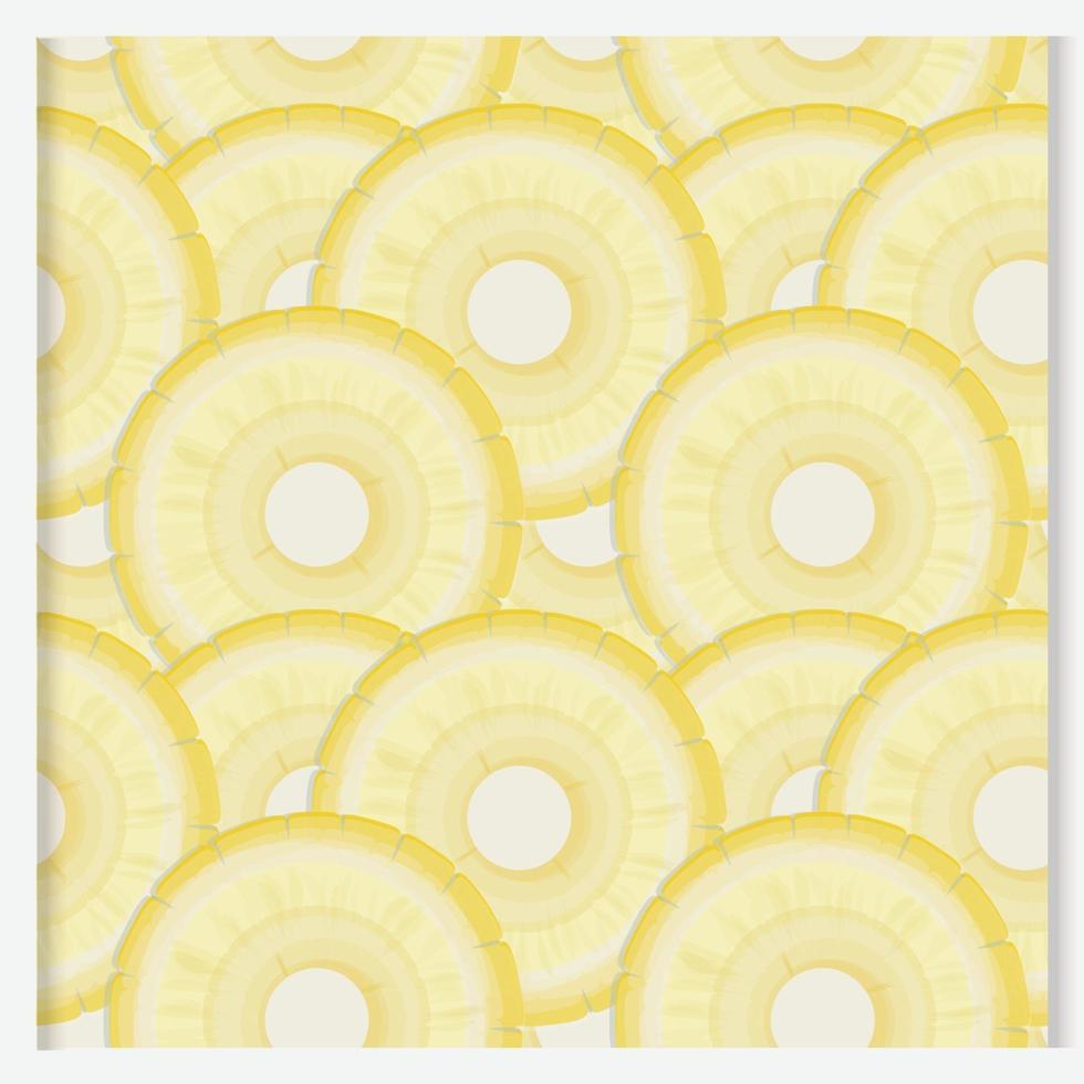 seamless con fetta gialla di ananas, isolato su uno sfondo bianco. vettore