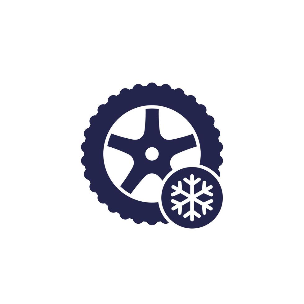 inverno pneumatici icona su bianca vettore
