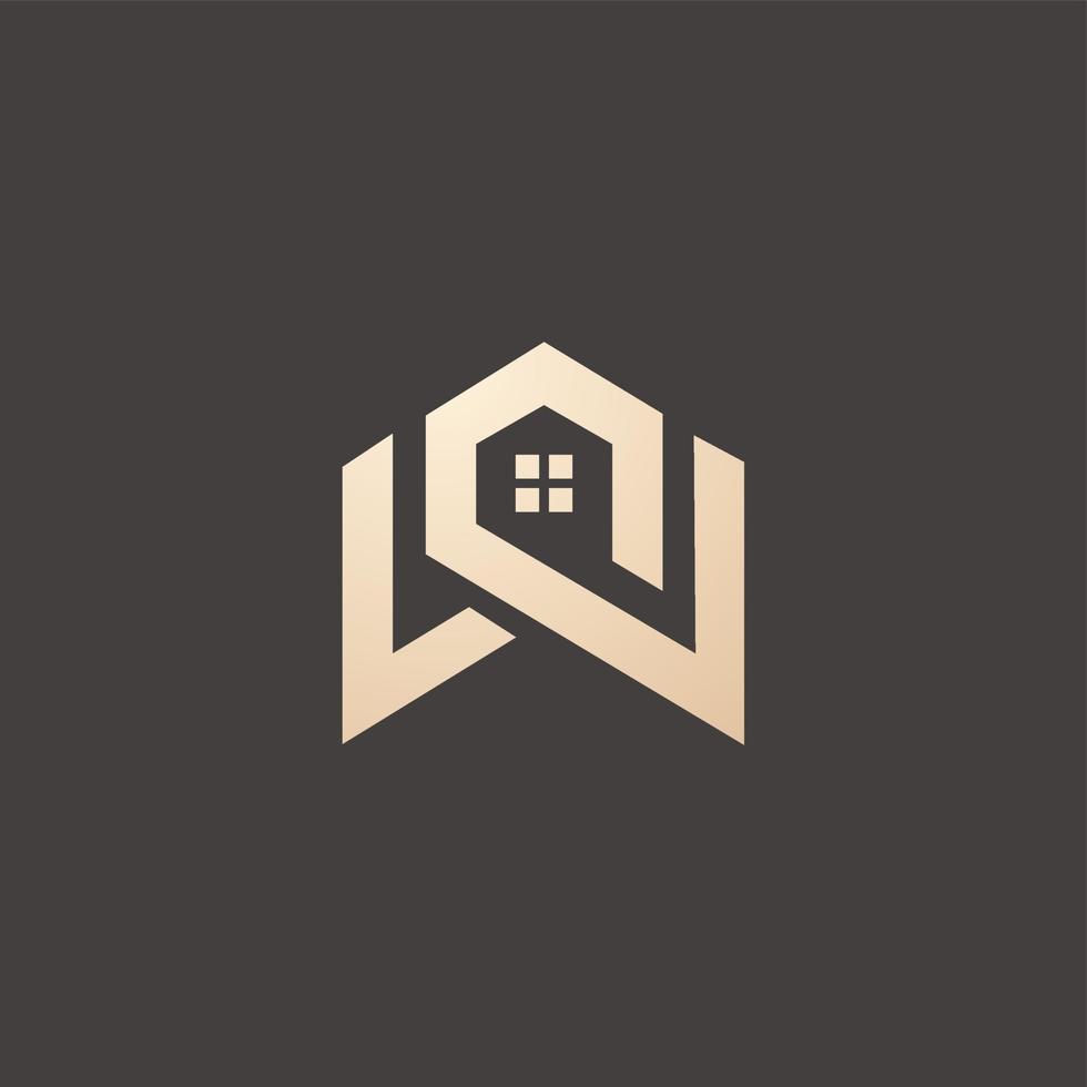 lusso e moderno w casa logo design vettore