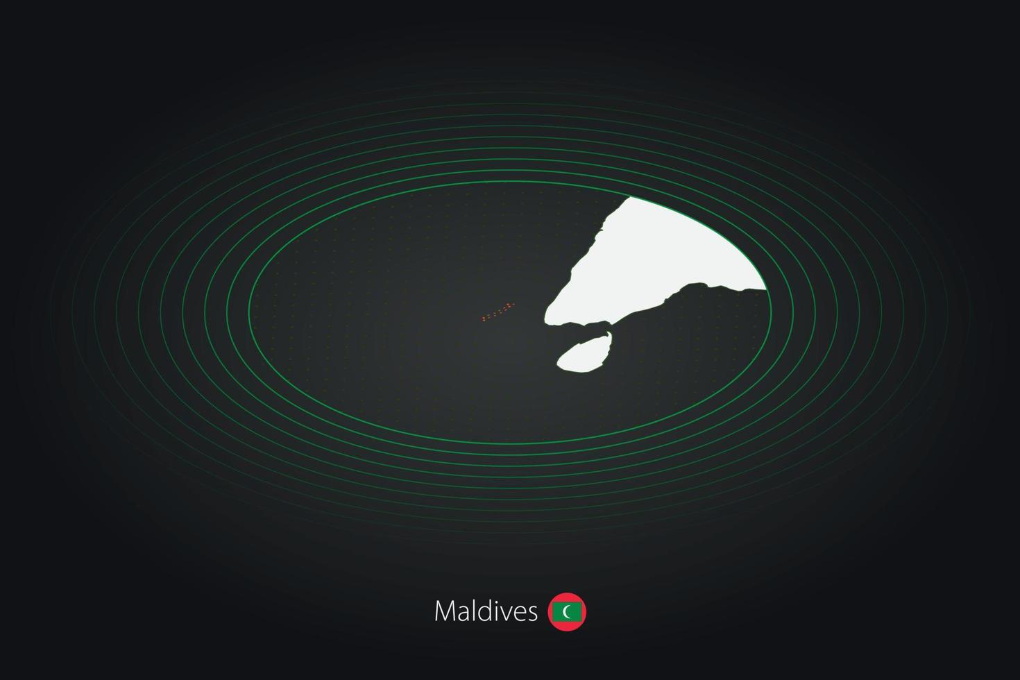 Maldive carta geografica nel buio colore, ovale carta geografica con vicino Paesi. vettore