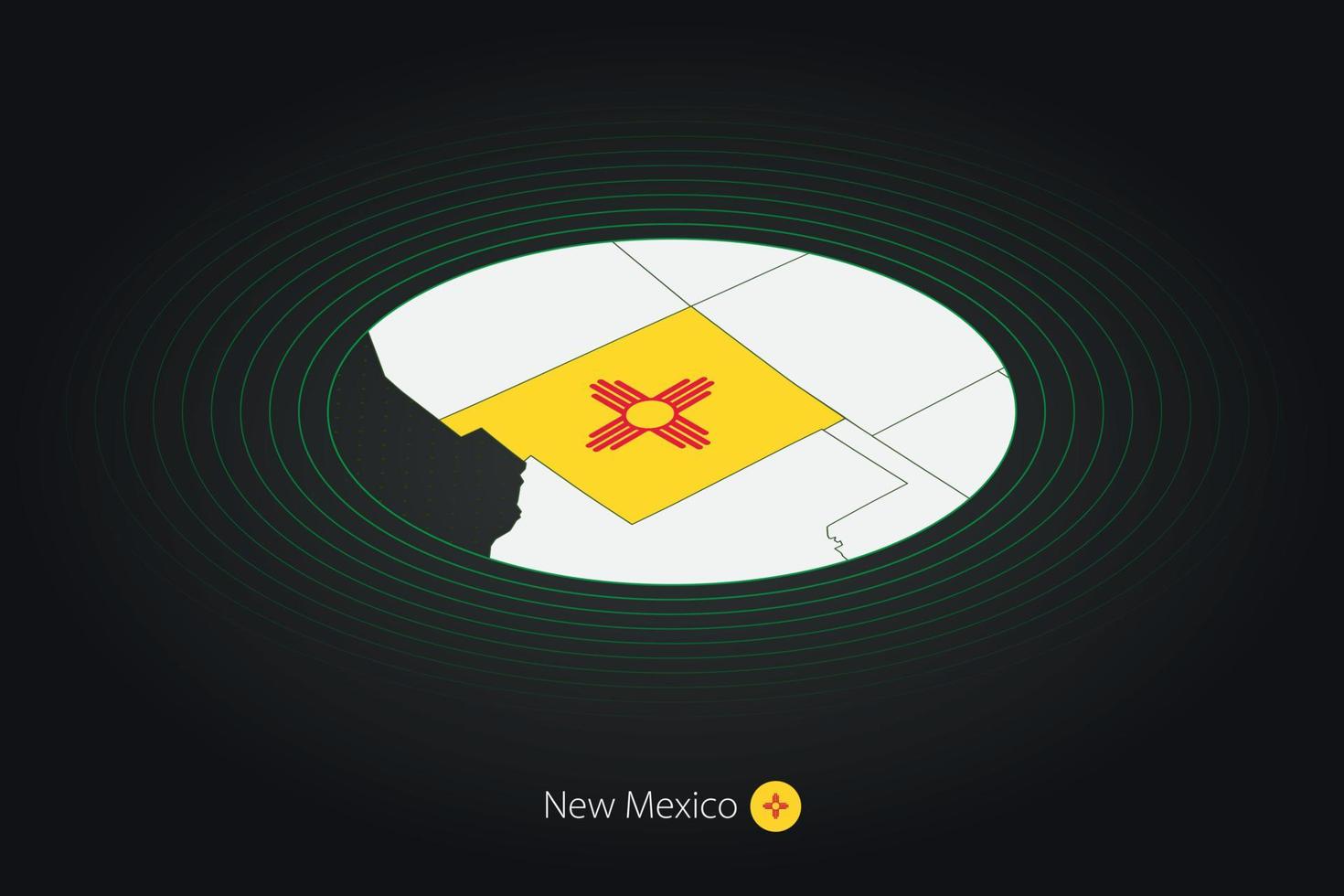 nuovo Messico carta geografica nel buio colore, ovale carta geografica con vicino noi stati. vettore