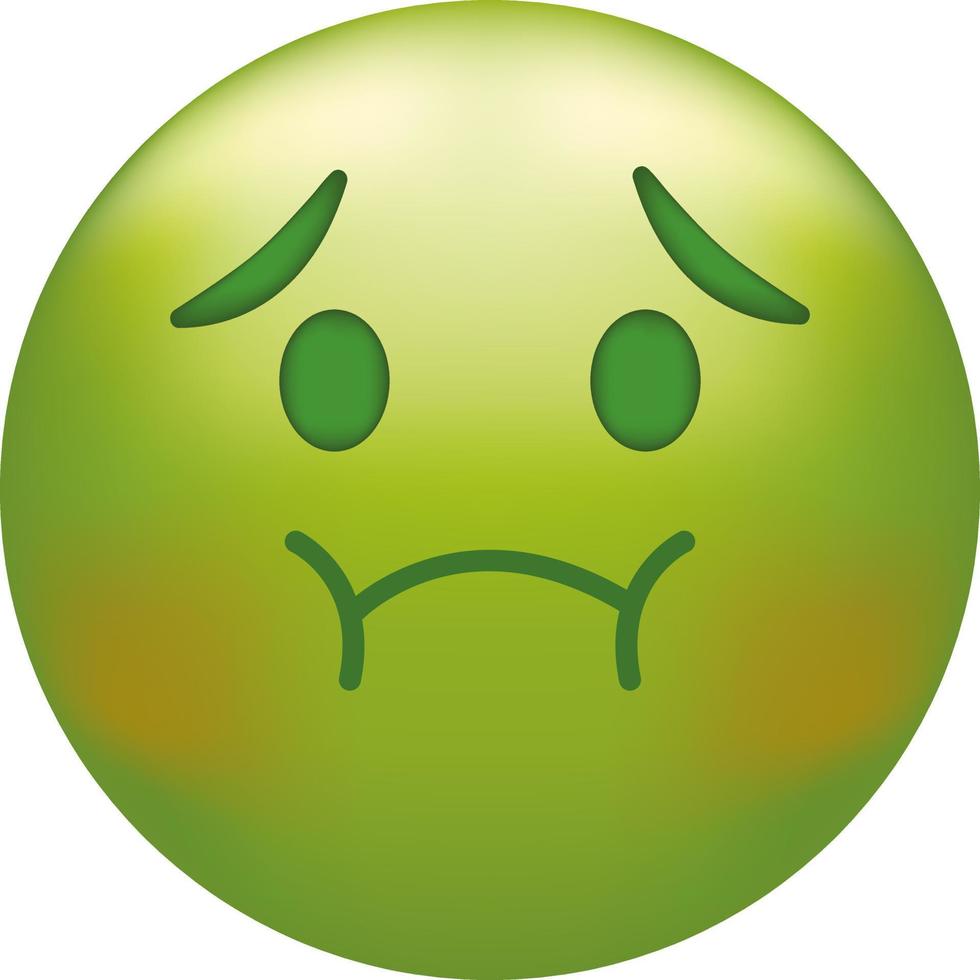 Tenere indietro vomito emoji. verde emoticon viso, disgusto vettore