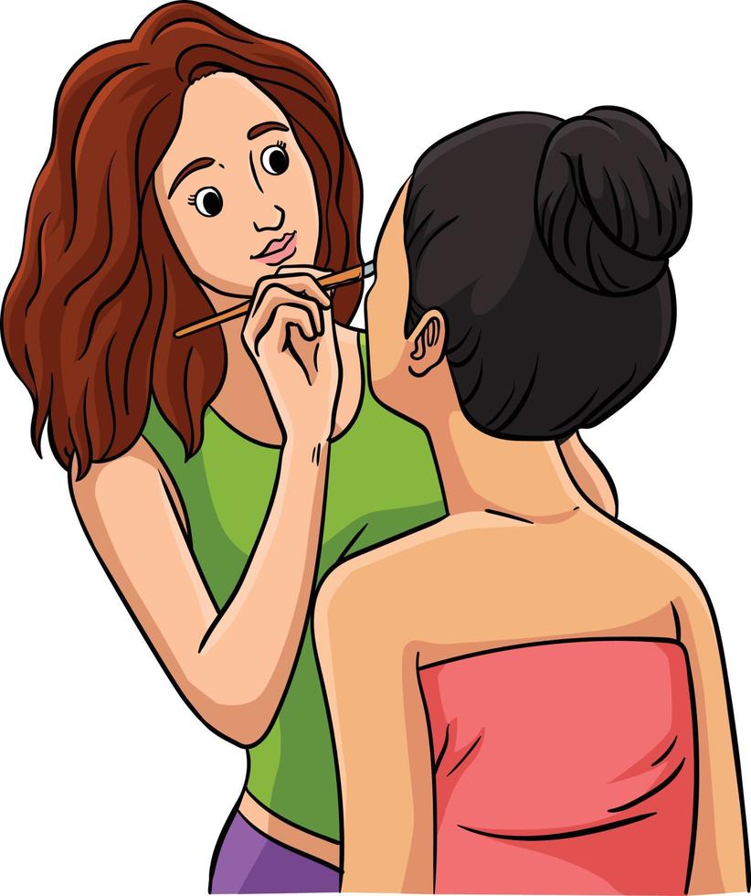 trucco artista colorato cartone animato illustrazione vettore