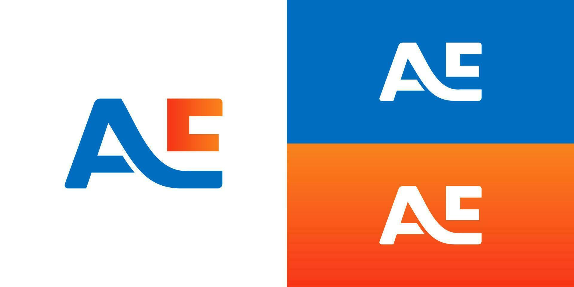 lettera ae logo pendenza blu arancia vettore